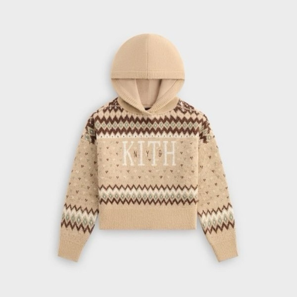 Kith Kids Fair Isle Nelson Hoodie Sweater Youth Size XL 14/16 NWT NYC WINTER